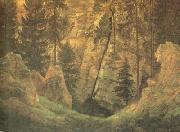 Caspar David Friedrich Cave and Funerary Monument (mk10) oil painting